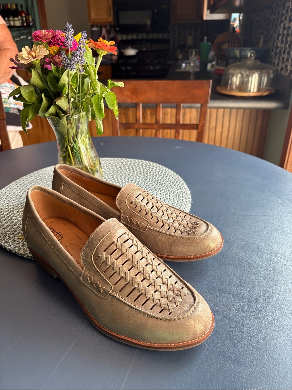 Women's Woven Leather Loafers — Taupe